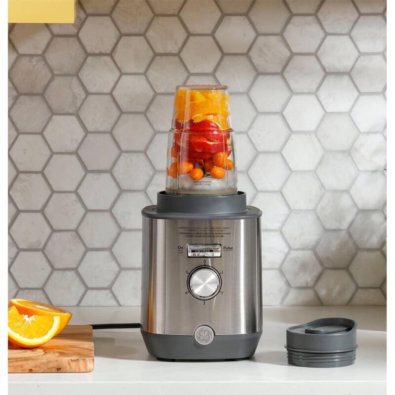 GE - 5-Speed 72-Oz. Blender with Blender Cups - Stainless Steel - Image 4