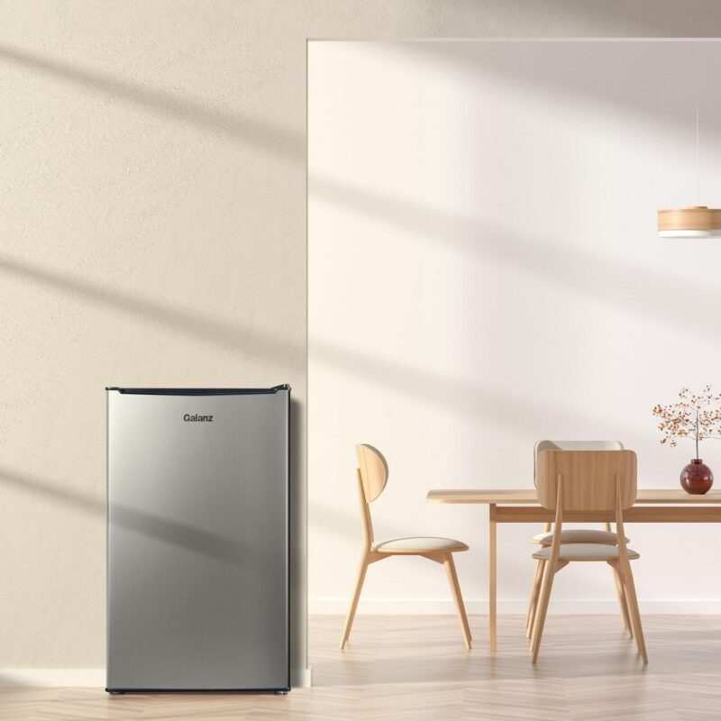 Galanz 3.3 Cu ft One Door Mini Fridge, Estar, Stainless Steel Look, New - Image 6