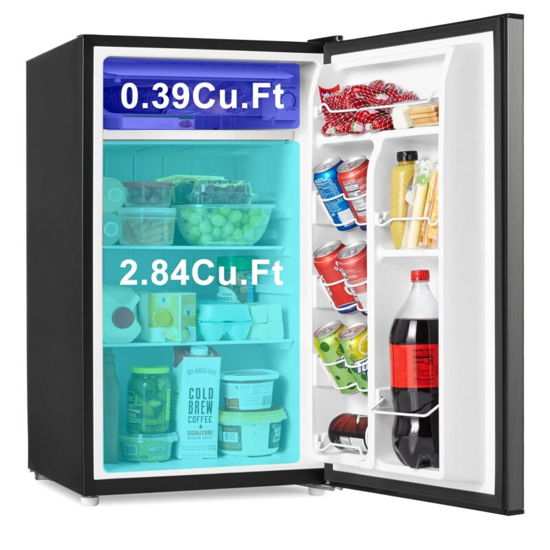 Galanz 3.3 Cu ft One Door Mini Fridge, Estar, Stainless Steel Look, New - Image 5