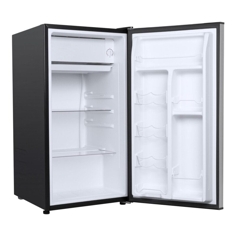 Galanz 3.3 Cu ft One Door Mini Fridge, Estar, Stainless Steel Look, New - Image 3