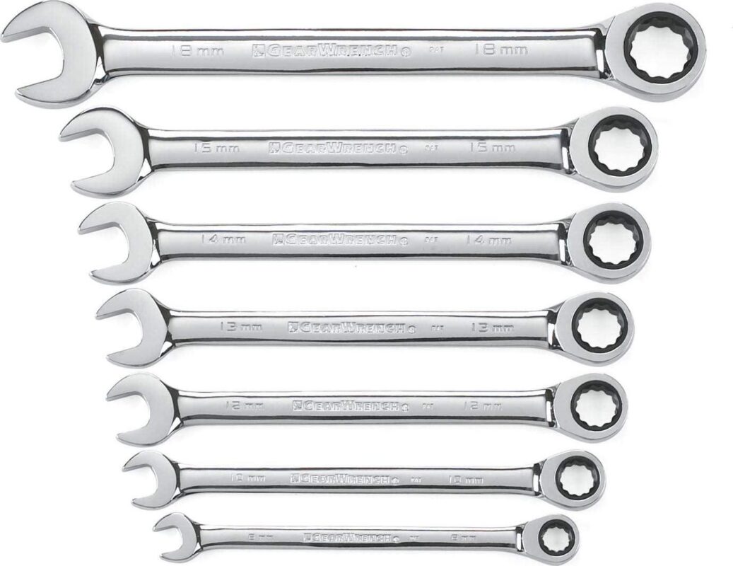 GearWrench 9417 7-Piece Ratcheting Combination Metric Wrench Set, 12-Point