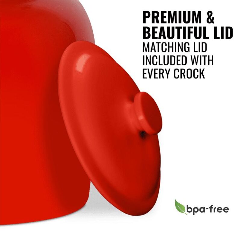 Geo Red Porcelain Ceramic 5 Gallon Capacity Dispenser, Stainless Steel Faucet with Included Lid - Image 3