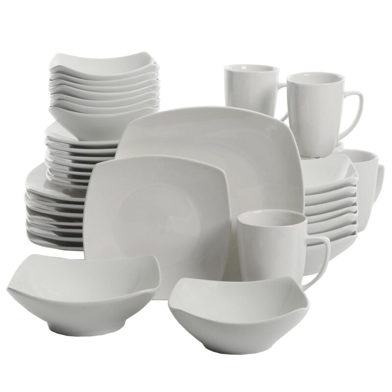 Gibson Home Everyday Square White Ceramic Expanded 40-Piece Dinnerware Set - Image 2