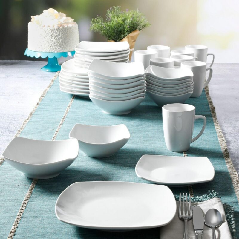 Gibson Home Everyday Square White Ceramic Expanded 40-Piece Dinnerware Set - Image 3
