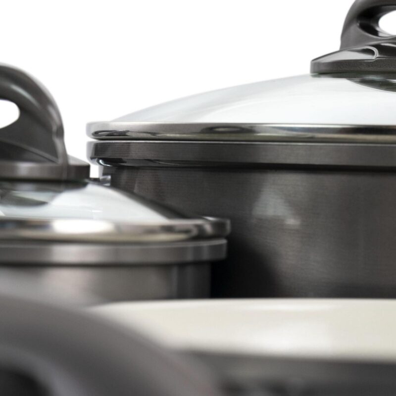 Gibson Home Hestonville 7 Piece Aluminum Nonstick Cookware Set in Grey with Bakelite Handles - Image 3