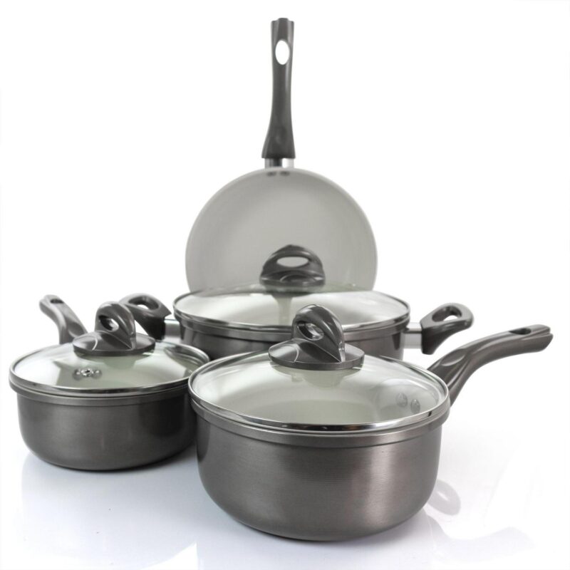 Gibson Home Hestonville 7 Piece Aluminum Nonstick Cookware Set in Grey with Bakelite Handles - Image 2