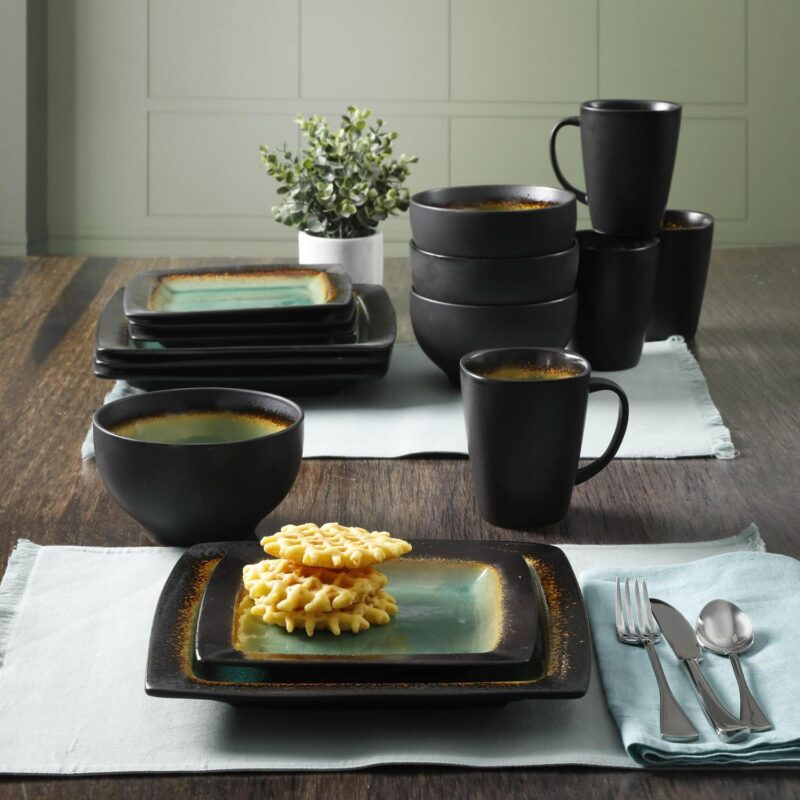 Gibson Home Ocean Oasis 16-Piece Dinnerware Set, Turquoise - Image 10