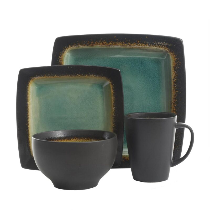 Gibson Home Ocean Oasis 16-Piece Dinnerware Set, Turquoise - Image 3