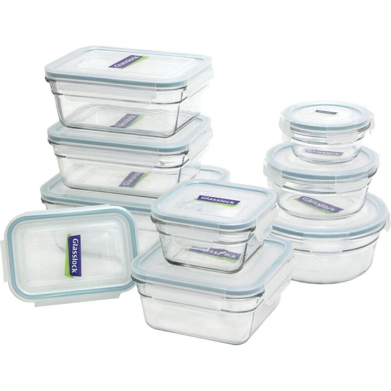 Glasslock Assorted Oven Safe 9 Food Container Set, Clear