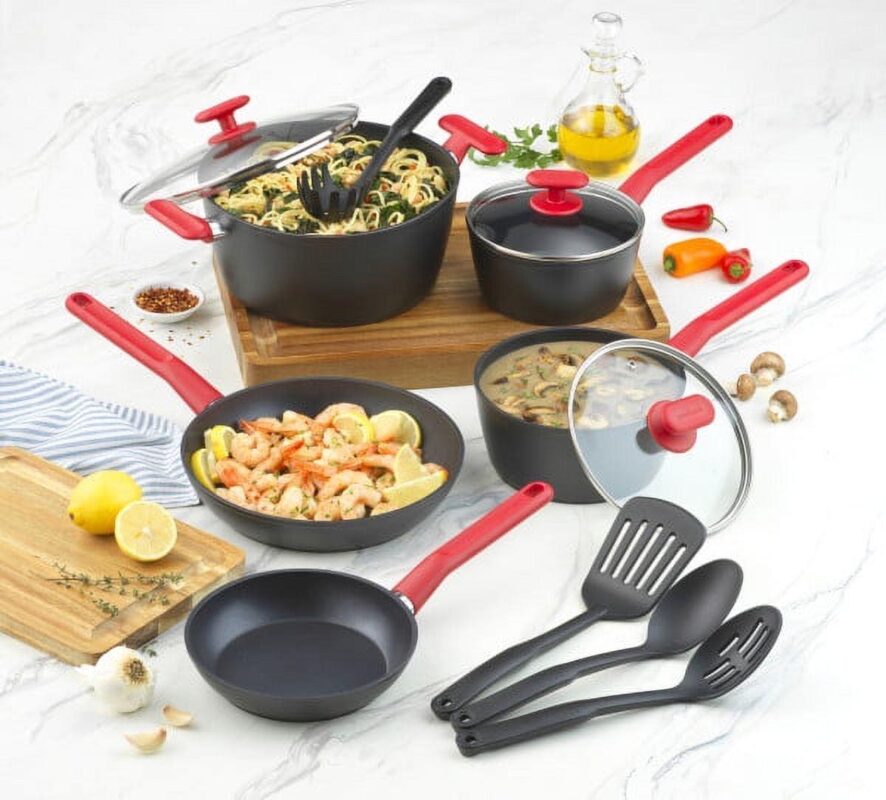 GoodCook ProEase Nonstick 12 Piece Cookware Set with Utensils, Black - Image 4