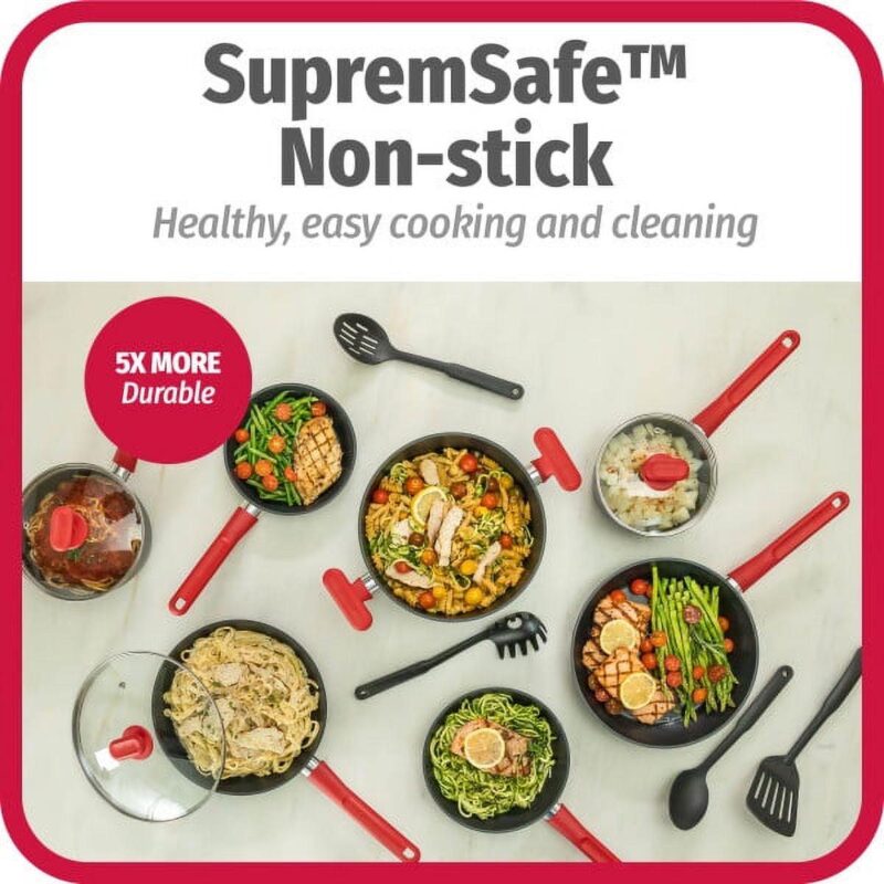 GoodCook ProEase Nonstick 12 Piece Cookware Set with Utensils, Black - Image 6