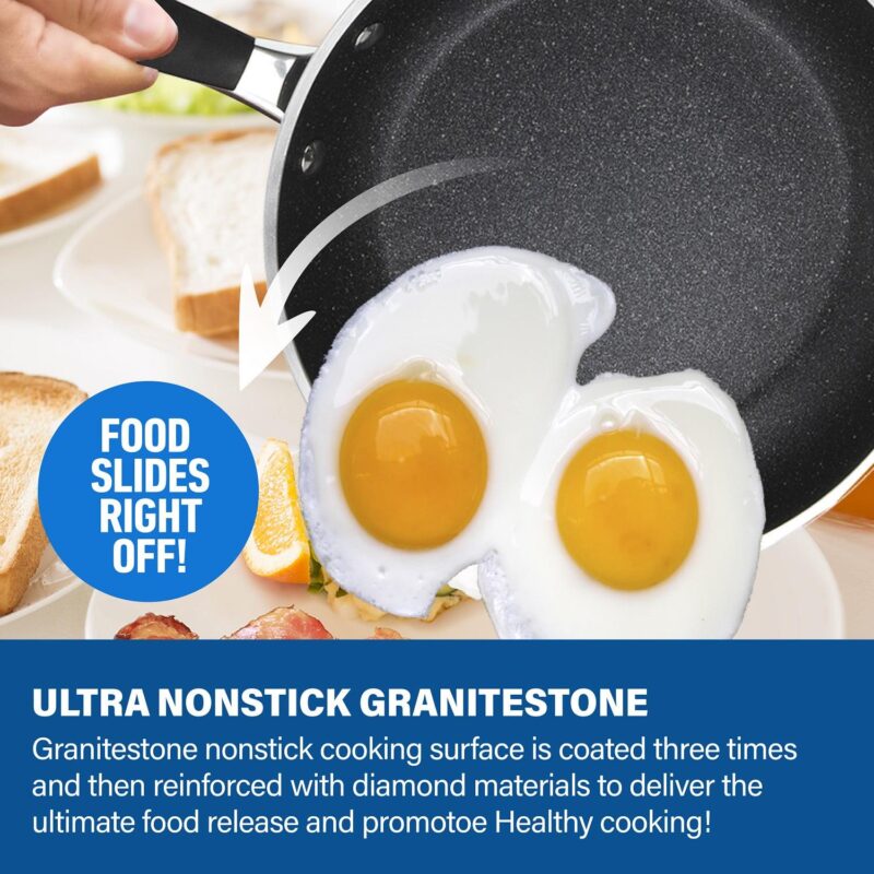 Granitestone Diamond 3-Piece Frying Pan Set, Nonstick Cookware - Image 5