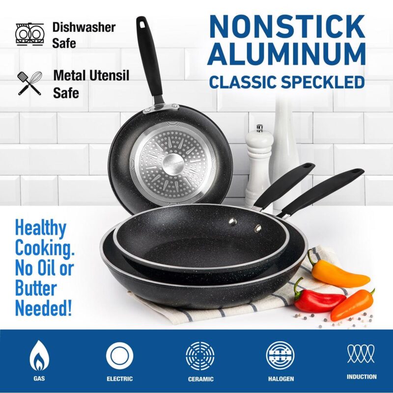 Granitestone Diamond 3-Piece Frying Pan Set, Nonstick Cookware - Image 4