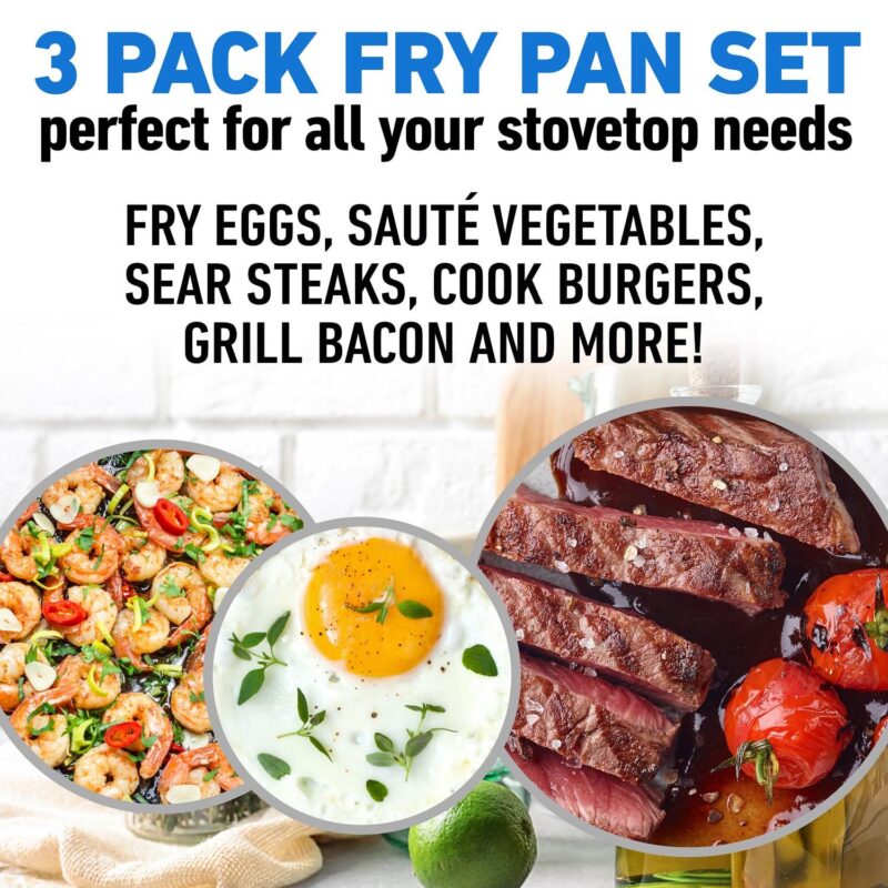 Granitestone Diamond 3-Piece Frying Pan Set, Nonstick Cookware - Image 2