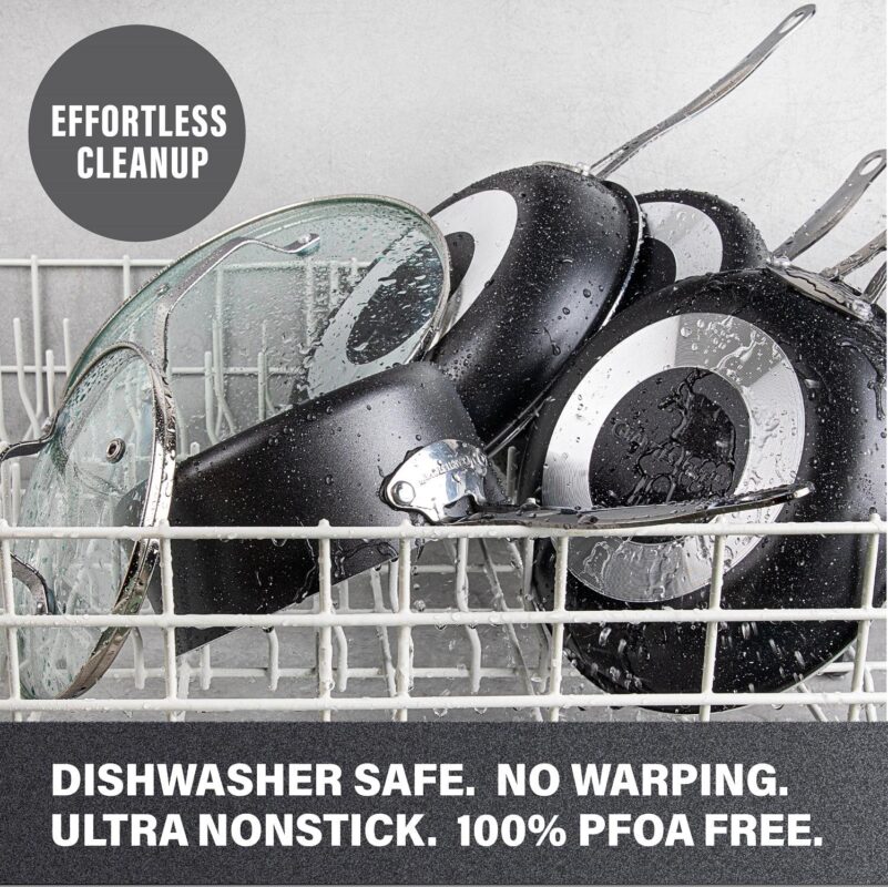 Granitestone Nonstick Pots and Pans 20 Piece Kitchen Cookware Bakeware Set Cooking Frying Skillet Sauce Pan Black - Image 5