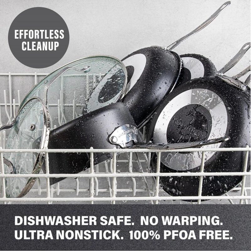 Granitestone Nonstick Pots and Pans 20 Pcs Set Kitchen Cookware Set Bakeware Cooking Frying Skillet Sauce Pan Black - Image 7