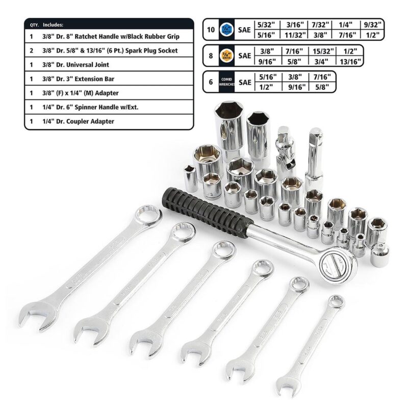 GreatNeck 125 Piece Marine Tool Kit for Boats, Waterproof Case, Chrome-Plated Tools - Image 6