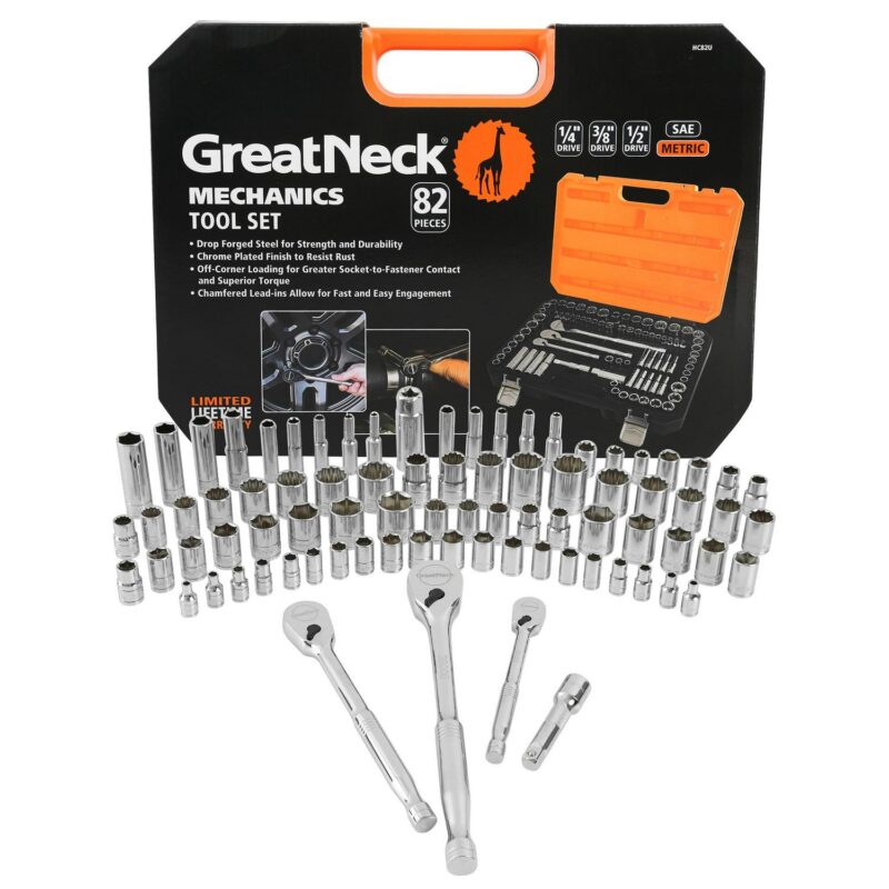 GreatNeck 82-Piece Multi-Drive Mechanic's Tool Set - SAE and Metric - Image 10