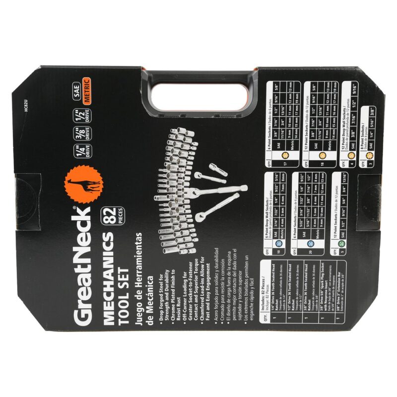 GreatNeck 82-Piece Multi-Drive Mechanic's Tool Set - SAE and Metric - Image 12