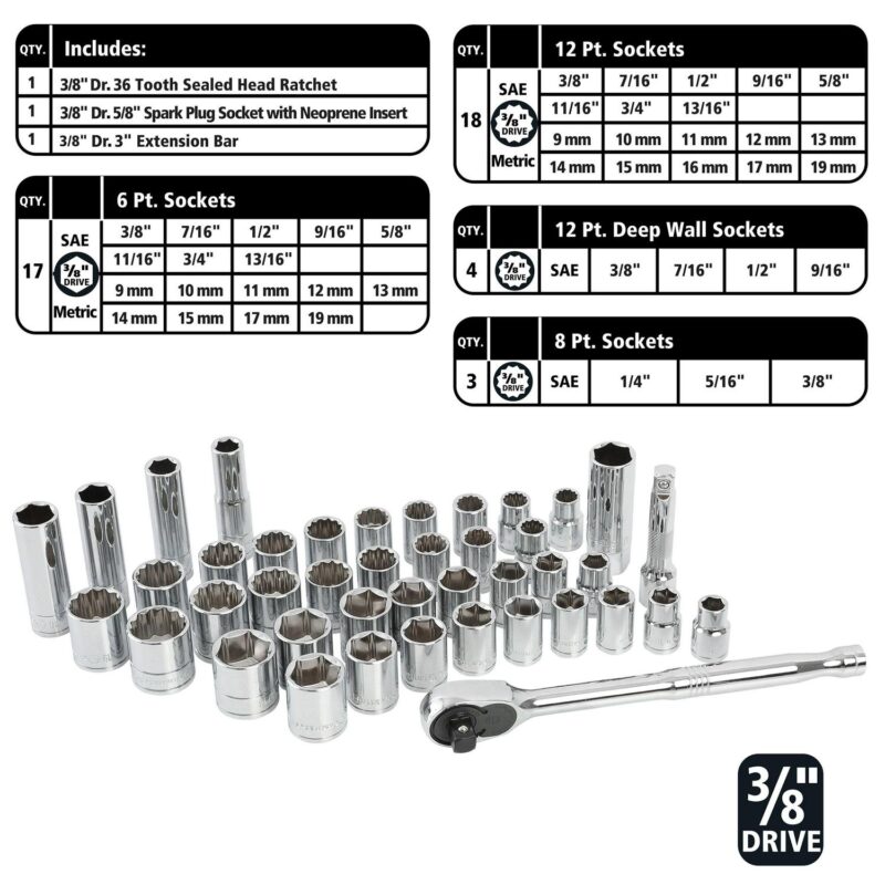 GreatNeck 82-Piece Multi-Drive Mechanic's Tool Set - SAE and Metric - Image 5