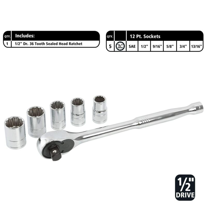 GreatNeck 82-Piece Multi-Drive Mechanic's Tool Set - SAE and Metric - Image 6