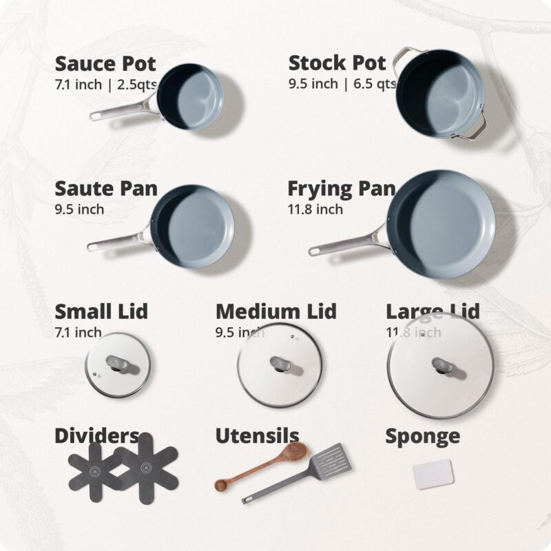 Greater Goods Savvy Ceramic Nonstick Cookware Set, 10 Piece Kit (Birch White) - Image 6