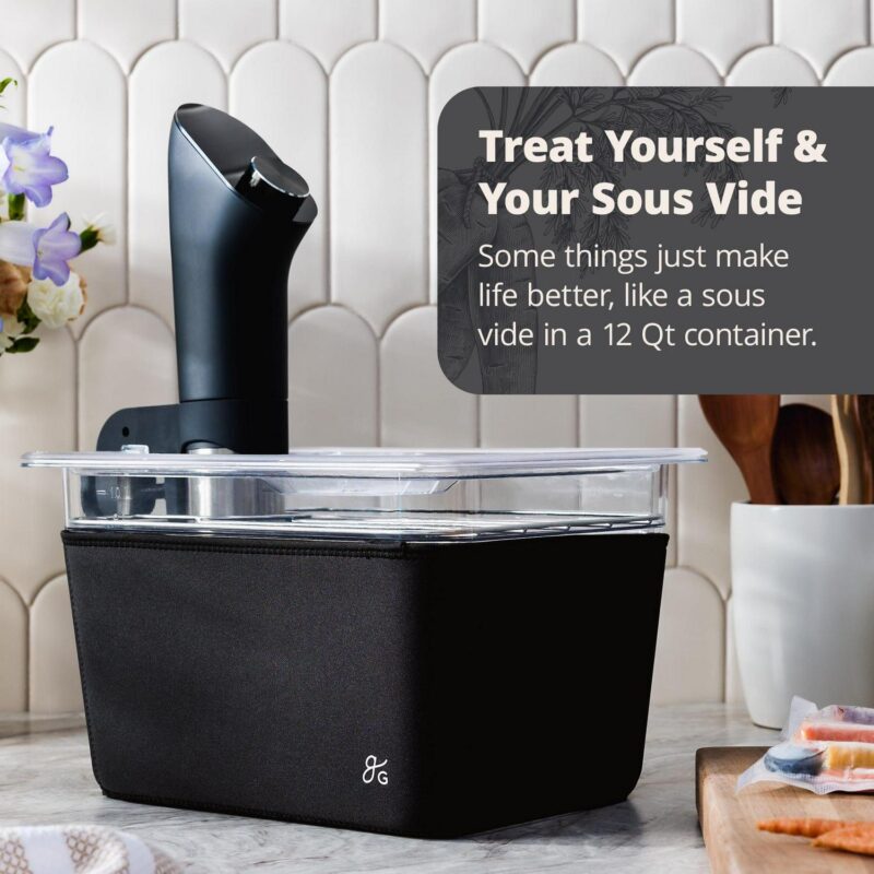 Greater Goods Top Sous Vide Container 12 Qt w Stainless Steel Rack,Sleeve and Lid(Onyx Black) - Image 3