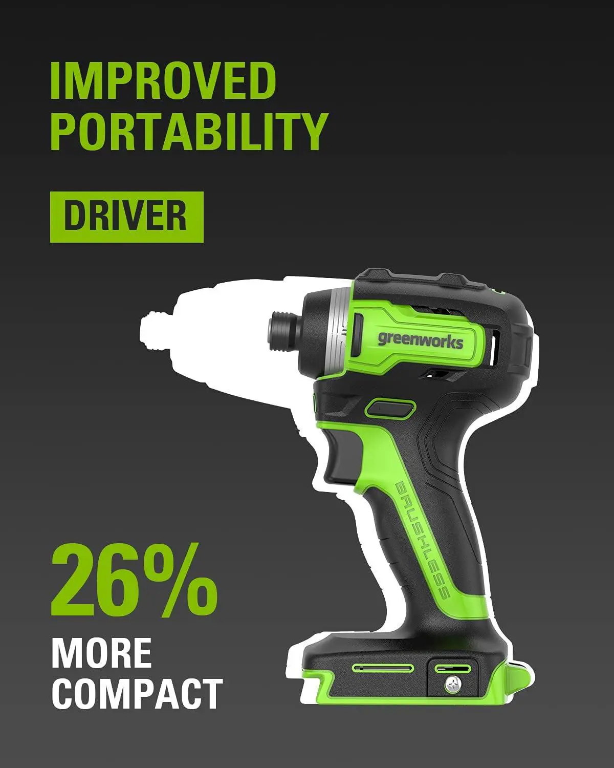 Greenworks 24V Brushless 1/2  Drill + 1/4  Impact Driver Combo Kit with (2) Batteries and Charger - Image 6