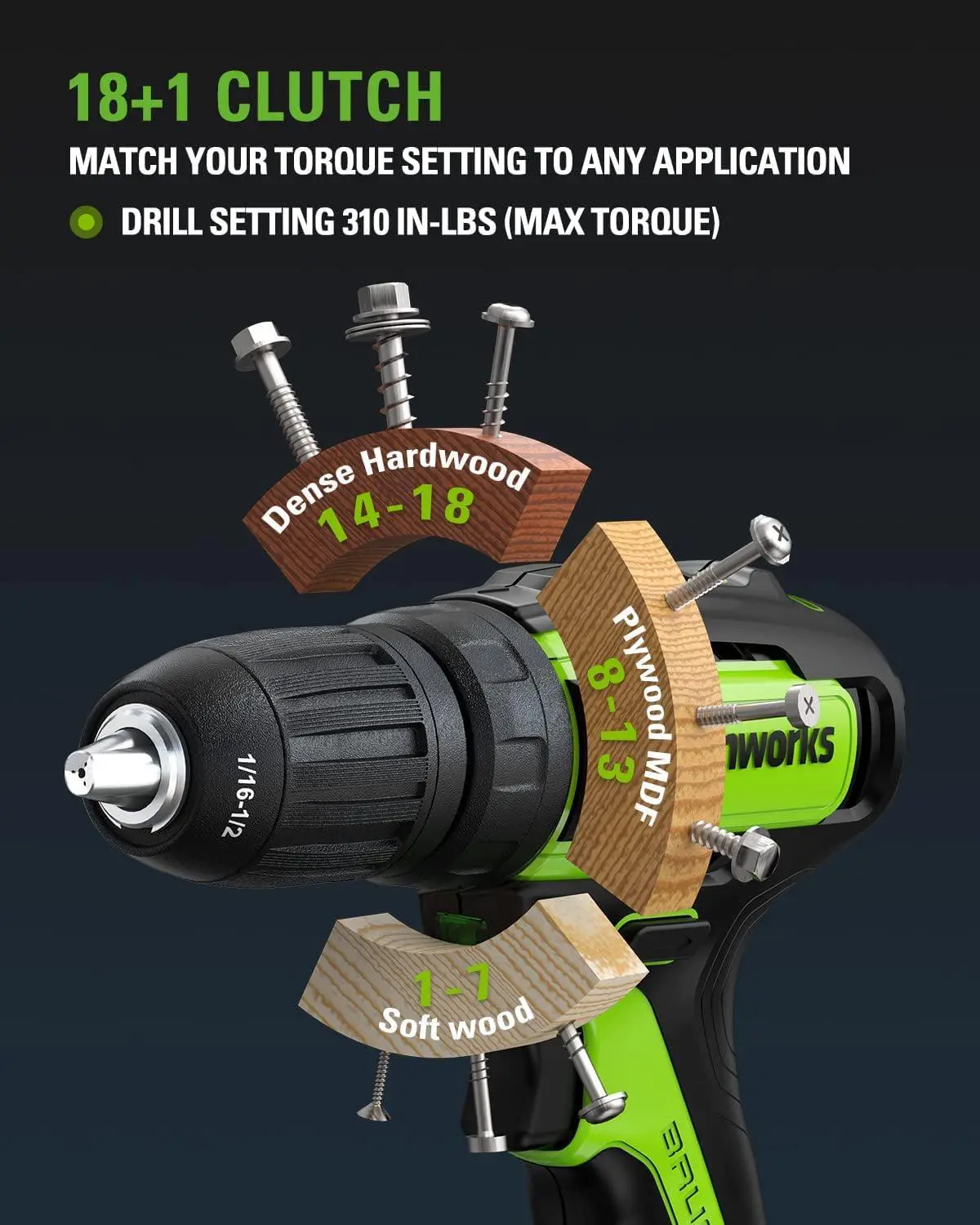Greenworks 24V Brushless 1/2  Drill + 1/4  Impact Driver Combo Kit with (2) Batteries and Charger - Image 3