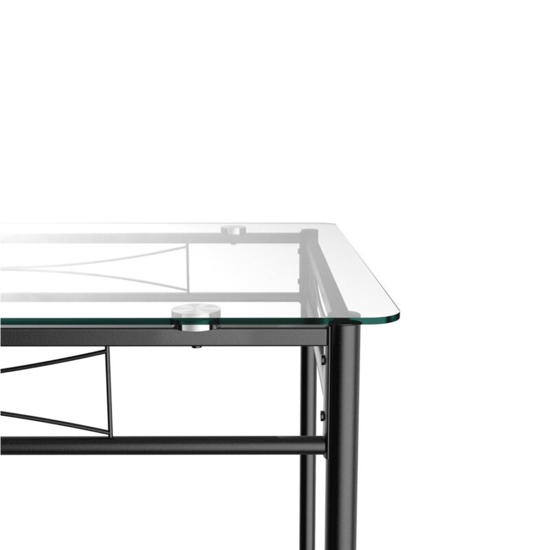 Gymax 5 Piece Dining Set Glass Top Table and 4 Upholstered Chairs Kitchen Room Furniture - Image 5