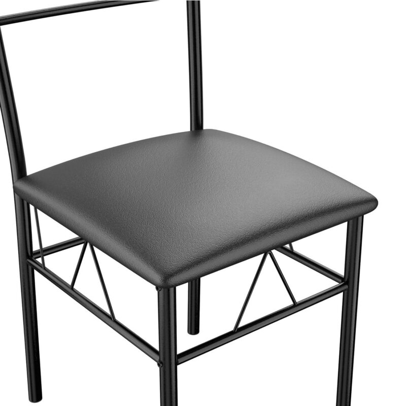 Gymax 5 Piece Dining Set Glass Top Table and 4 Upholstered Chairs Kitchen Room Furniture - Image 4