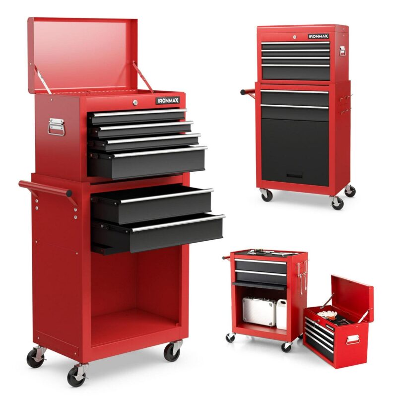 Gymax 6-Drawer Rolling Tool Chest Lockable Tool Box and Storage Cabinet Garage Workshop - Image 2