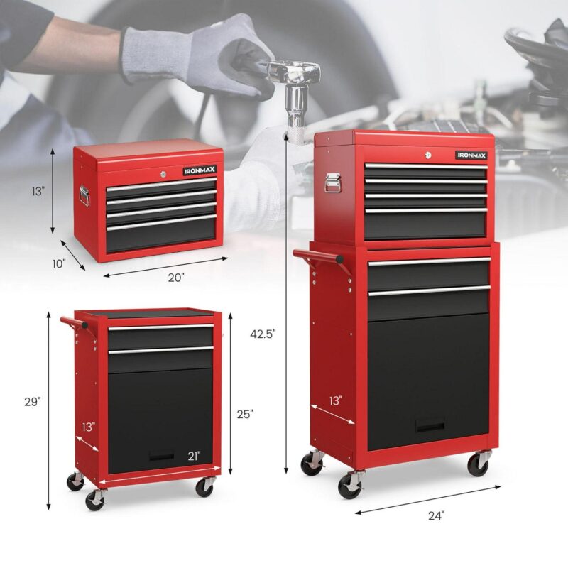Gymax 6-Drawer Rolling Tool Chest Lockable Tool Box and Storage Cabinet Garage Workshop - Image 3