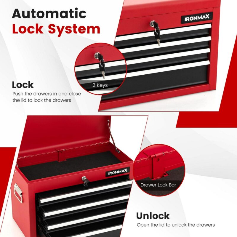 Gymax 6-Drawer Rolling Tool Chest Lockable Tool Box and Storage Cabinet Garage Workshop - Image 6