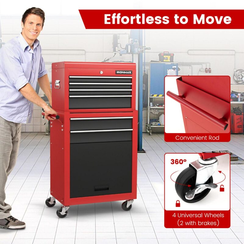 Gymax 6-Drawer Rolling Tool Chest Lockable Tool Box and Storage Cabinet Garage Workshop - Image 7