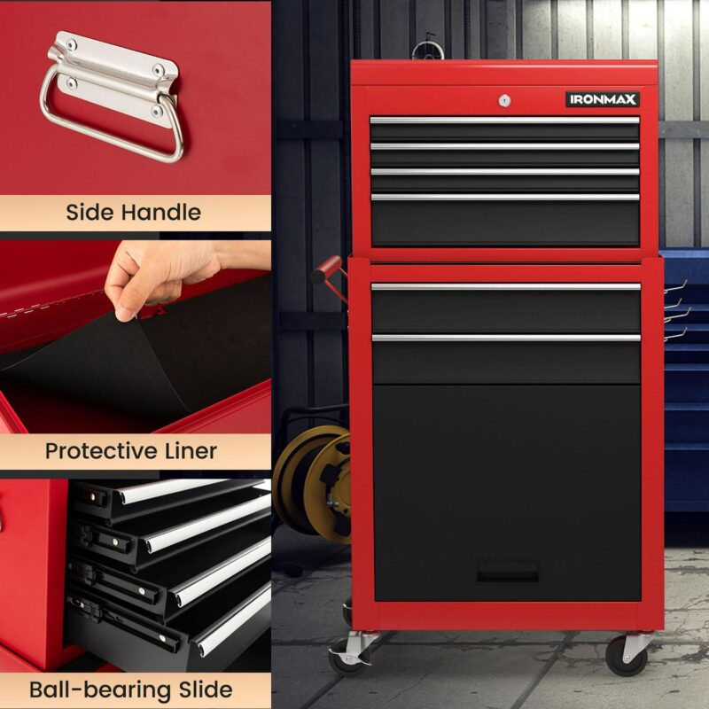 Gymax 6-Drawer Rolling Tool Chest Lockable Tool Box and Storage Cabinet Garage Workshop - Image 8