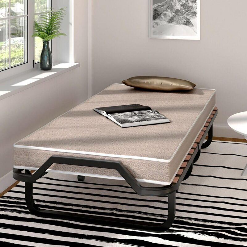 Gymax Folding Bed w/ Memory Foam Mattress Rollaway Metal Guest Bed Sleeper Made in Italy - Image 4
