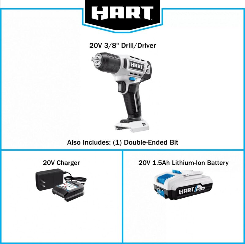 HART 20-Volt 3/8a Drill/Driver Kit, Generation 2, (1) 1.5Ah Lithium-Ion Battery - Image 9