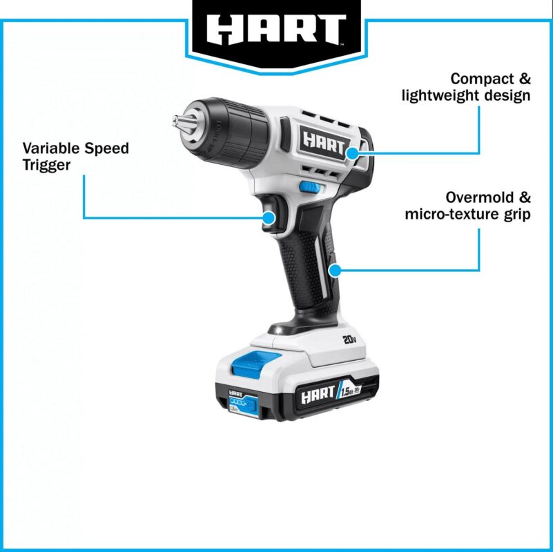 HART 20-Volt 3/8a Drill/Driver Kit, Generation 2, (1) 1.5Ah Lithium-Ion Battery - Image 8