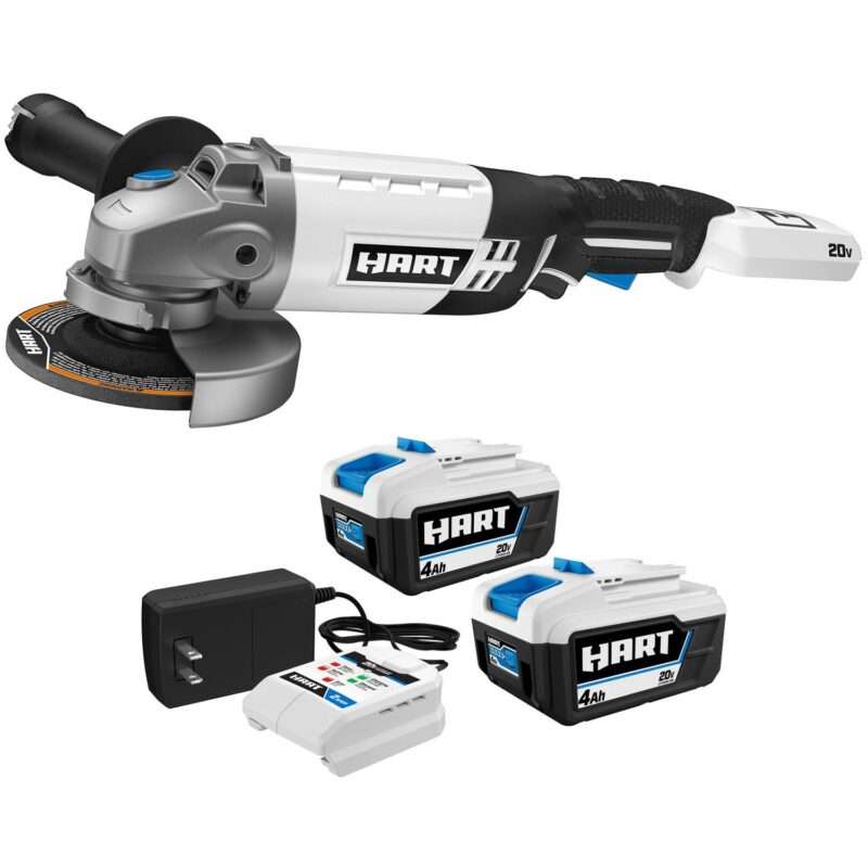 HART 20-Volt Angle Grinder with 4Ah Battery and Charger Starter Kit Bundle