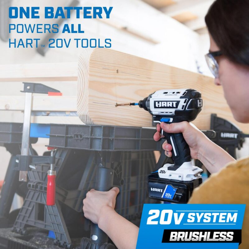 HART 20-Volt Brushless Impact Driver Kit (1) 20-Volt 2.0Ah Lithium-ion Battery - Image 7