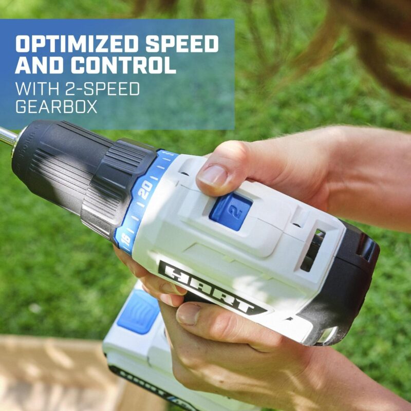 HART 20-Volt Cordless 1/2-inch Drill/Driver Kit, (2) 1.5Ah Lithium-Ion Batteries, Gen 2 - Image 6