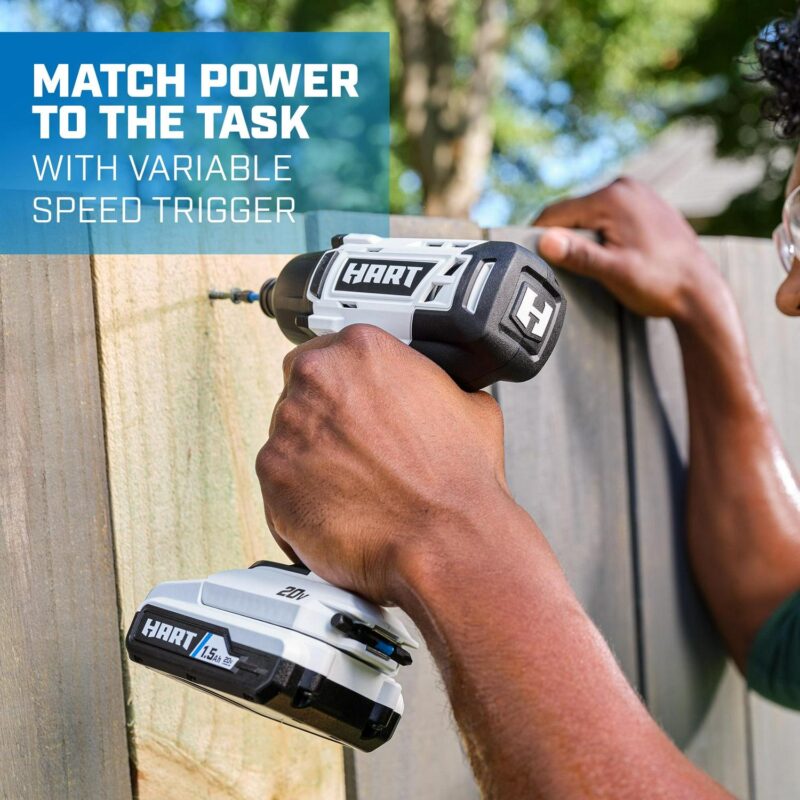 HART 20-Volt Cordless 1/4  Hex Chuck Impact Driver Kit, (2) 1.5Ah Lithium-Ion Batteries, Gen 2 - Image 7