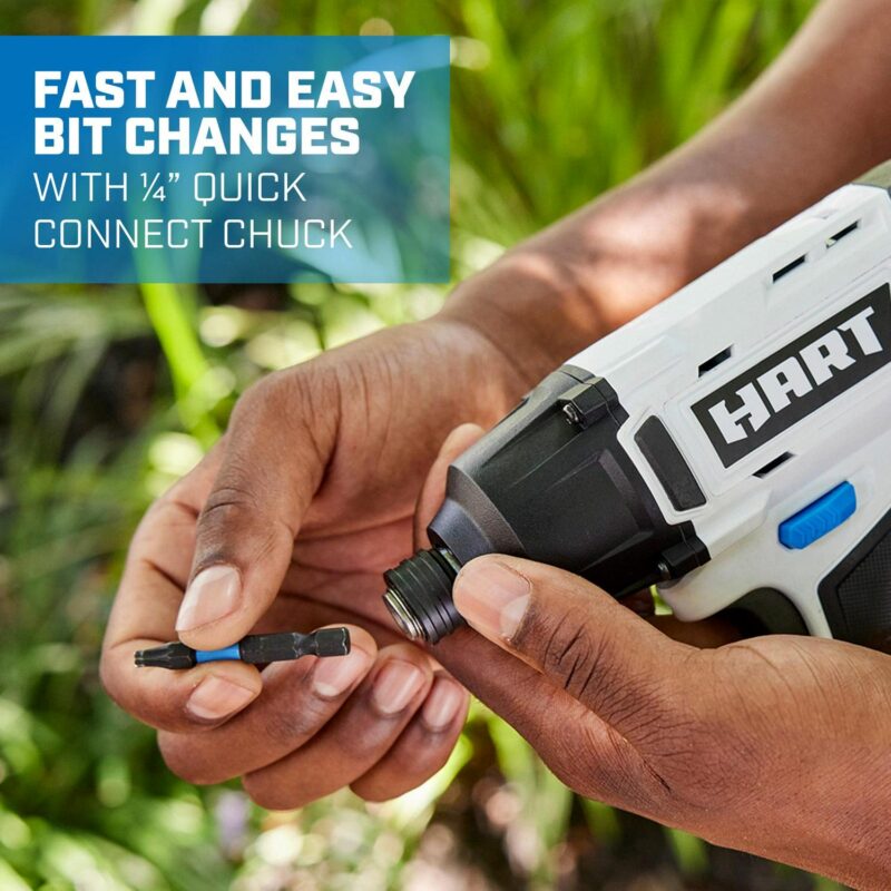 HART 20-Volt Cordless 1/4  Hex Chuck Impact Driver Kit, (2) 1.5Ah Lithium-Ion Batteries, Gen 2 - Image 6