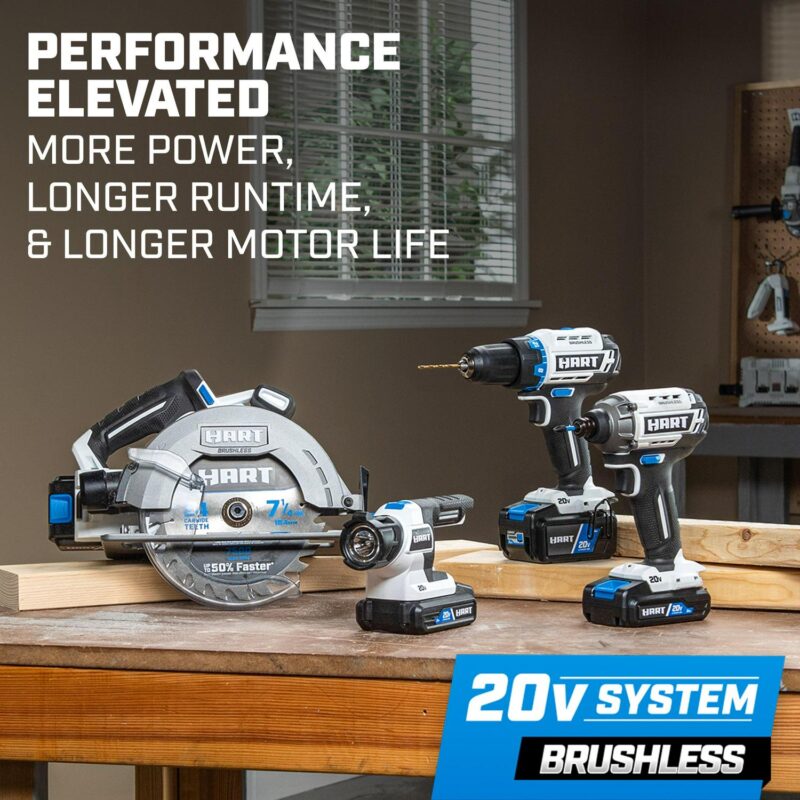 HART 20 Volts 4-Tool Brushless Combo Kit, (1) 2.0Ah and (1) 4.0Ah Lithium-Ion Battery - Image 18