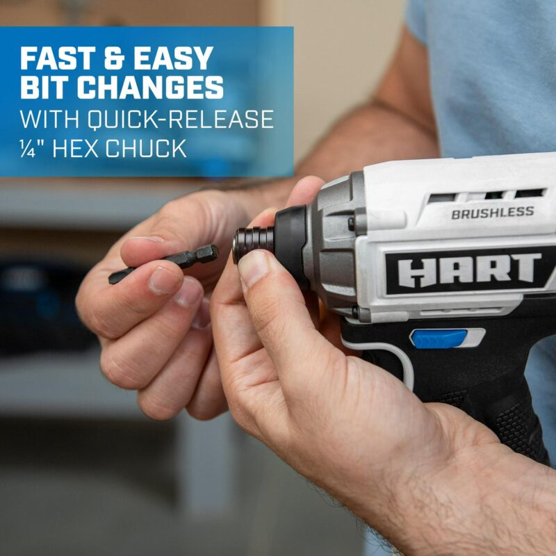 HART 20 Volts 4-Tool Brushless Combo Kit, (1) 2.0Ah and (1) 4.0Ah Lithium-Ion Battery - Image 24