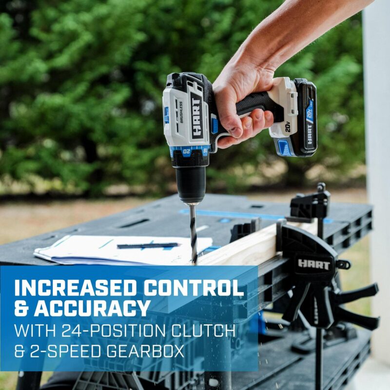 HART 20 Volts 4-Tool Brushless Combo Kit, (1) 2.0Ah and (1) 4.0Ah Lithium-Ion Battery - Image 20