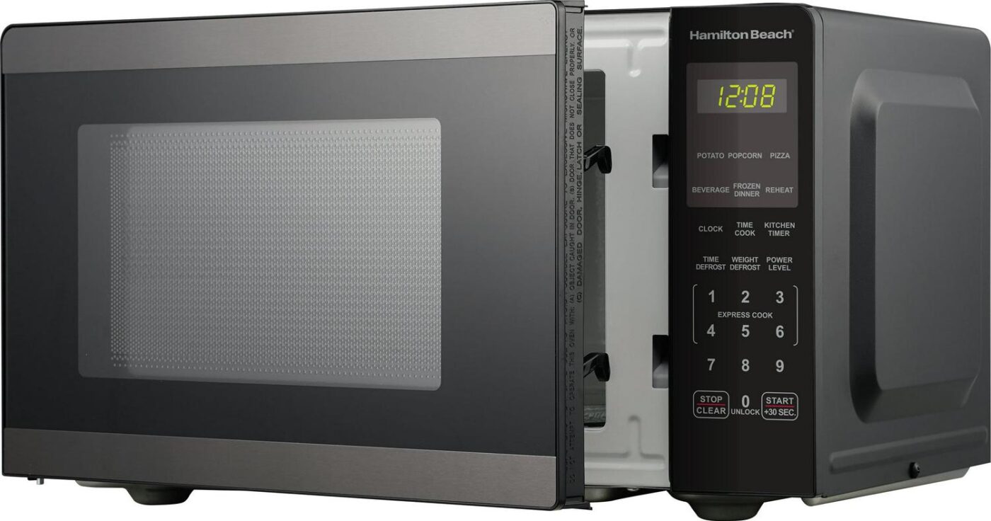 Hamilton Beach 0.9 Cu ft Countertop Microwave Oven, 900 Watts, Black Stainless Steel, New - Image 7