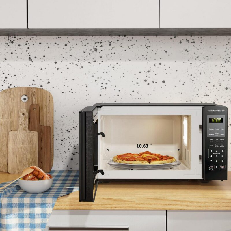 Hamilton Beach 0.9 Cu ft Countertop Microwave Oven, 900 Watts, Black Stainless Steel, New - Image 8