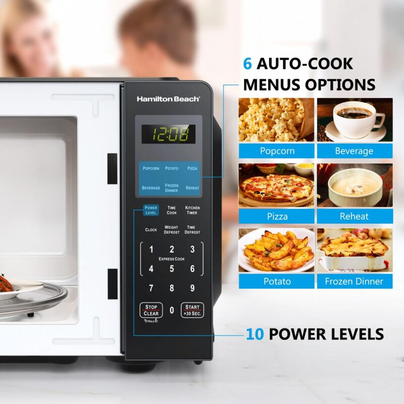 Hamilton Beach 0.9 Cu ft Countertop Microwave Oven, 900 Watts, Black Stainless Steel, New - Image 11